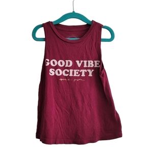 Spiritual Gangster Maroon Good Vibe Society Tank Top